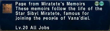 Miratete's Memoirs