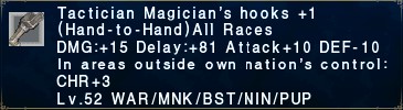 Tactician Magician's Hooks +1