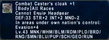 Combat Caster's Cloak +1