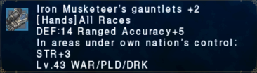 Iron Musketeer's Gauntlets +2